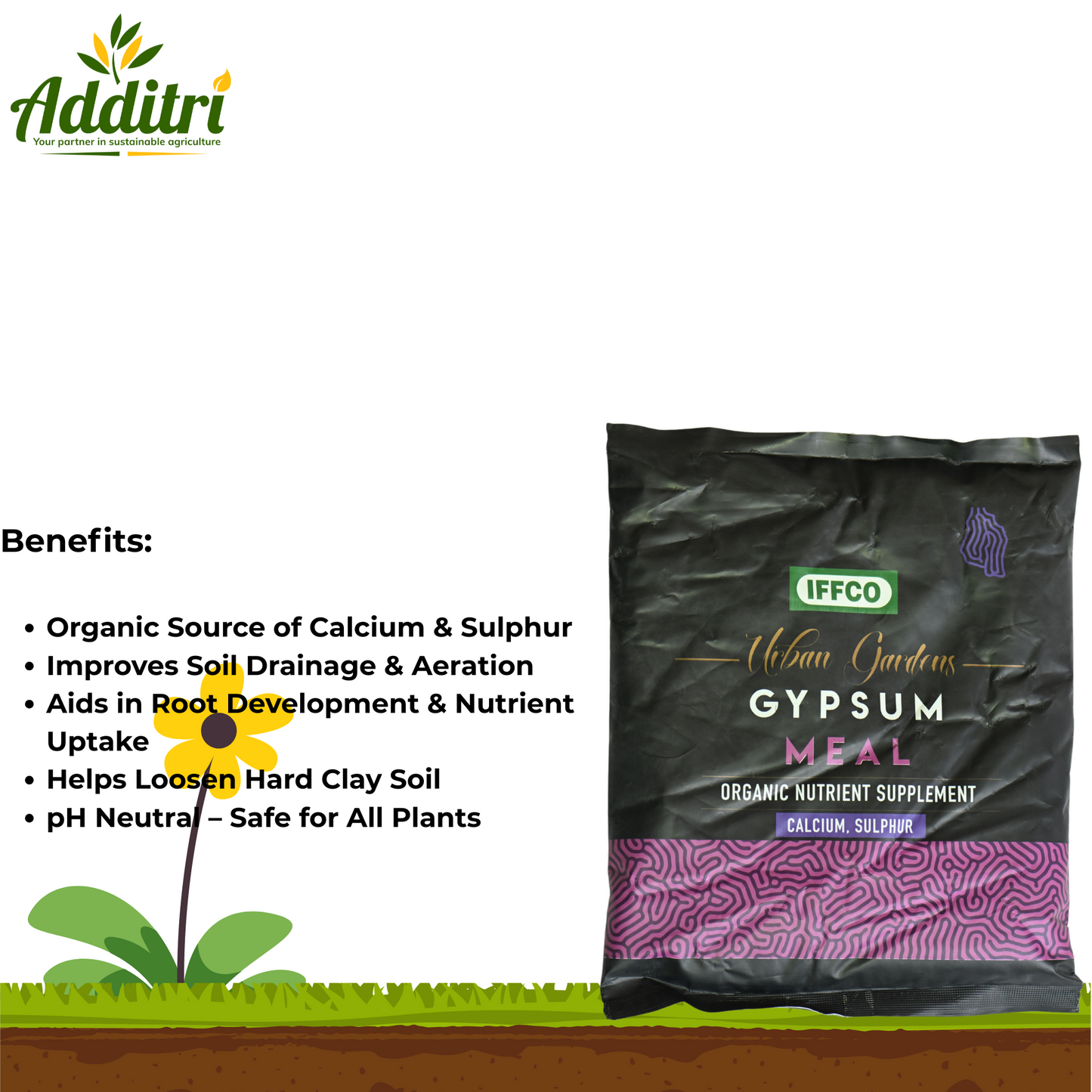 Gypsum Meal – Organic Calcium Sulphate Fertilizer & Soil Conditioner (900 G)