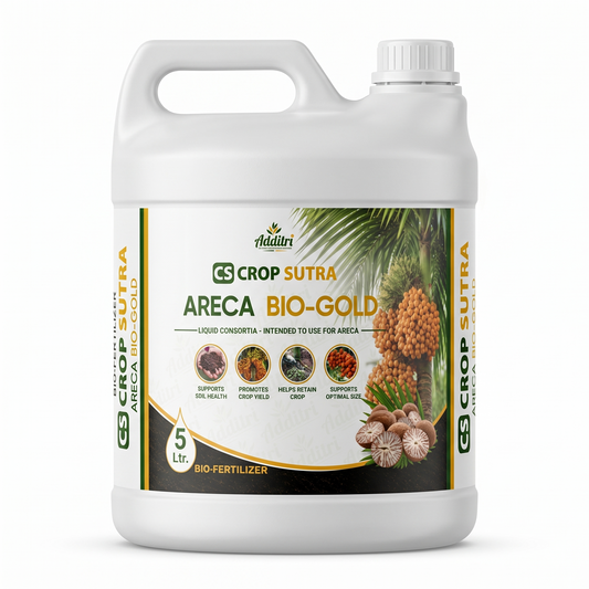 Crop Sutra® Areca Bio-Gold Liquid Biofertilizer | Bio Fertilizer for Areca Nut | Increases Nut Size, Yield & Root Growth | 5 Litre